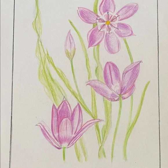 Original Floral Art  with Pink and Green Accents Signed By Artist L Kousy - Picture 5 of 9